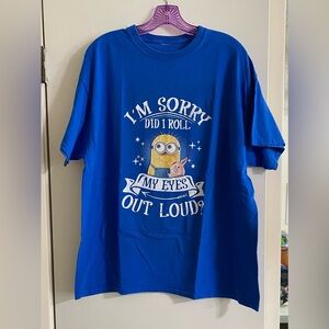 Disney minions T-shirt, men’s blue large tag missing